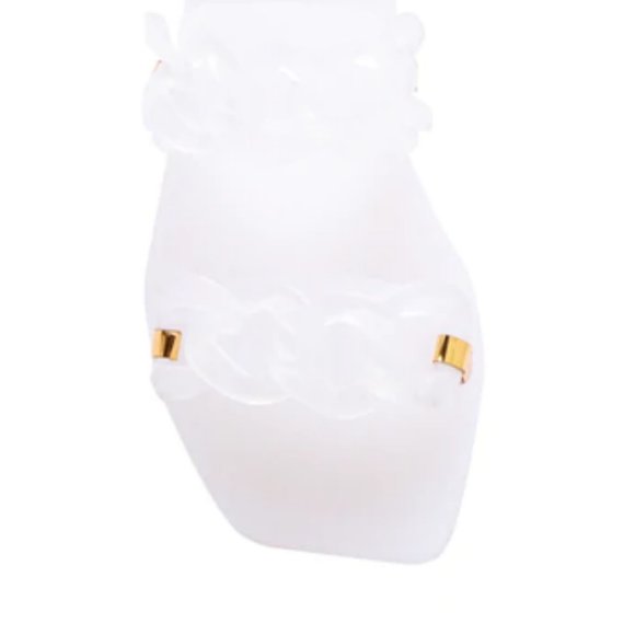 !! NEW !! Jelly Slide Sandals with Chain Detail in Matte White - Picture 6 of 11